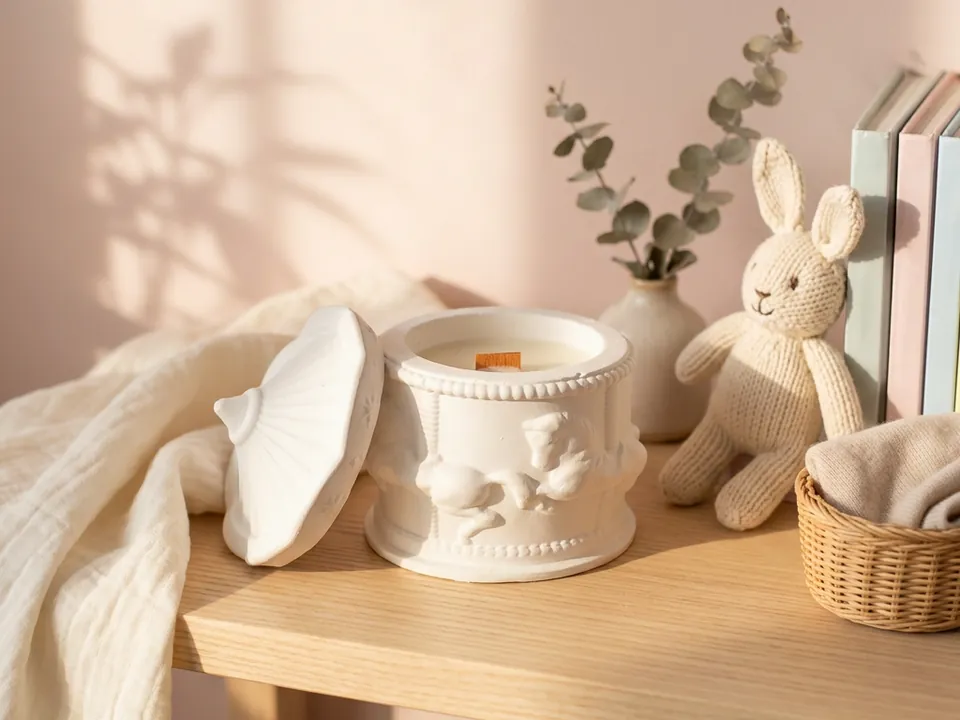 Cherubino: jar candle with an angel frieze