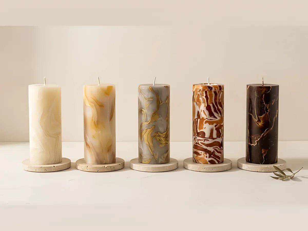 Corrente: marbled pillar candles