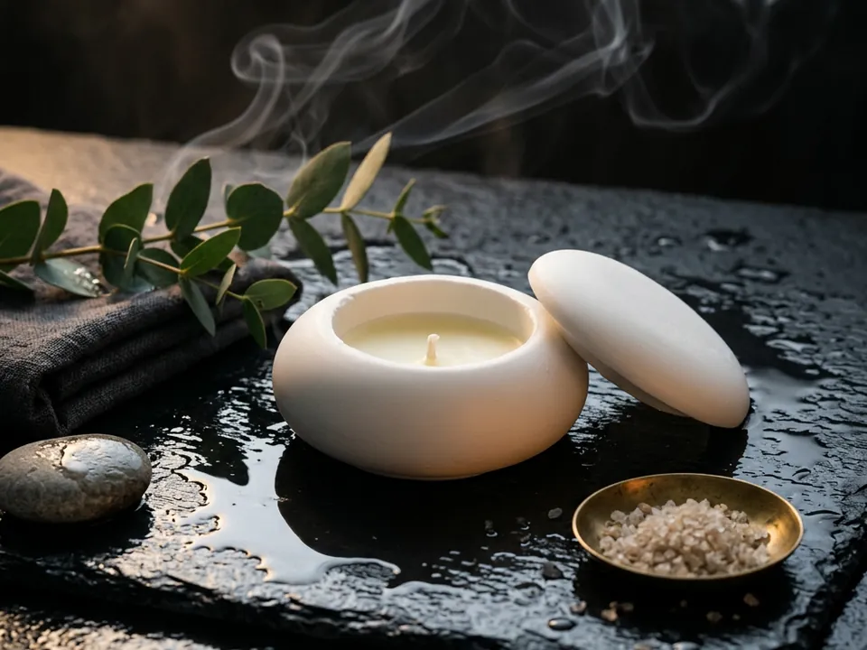 Nuvola: cloud-shaped candle with a lid