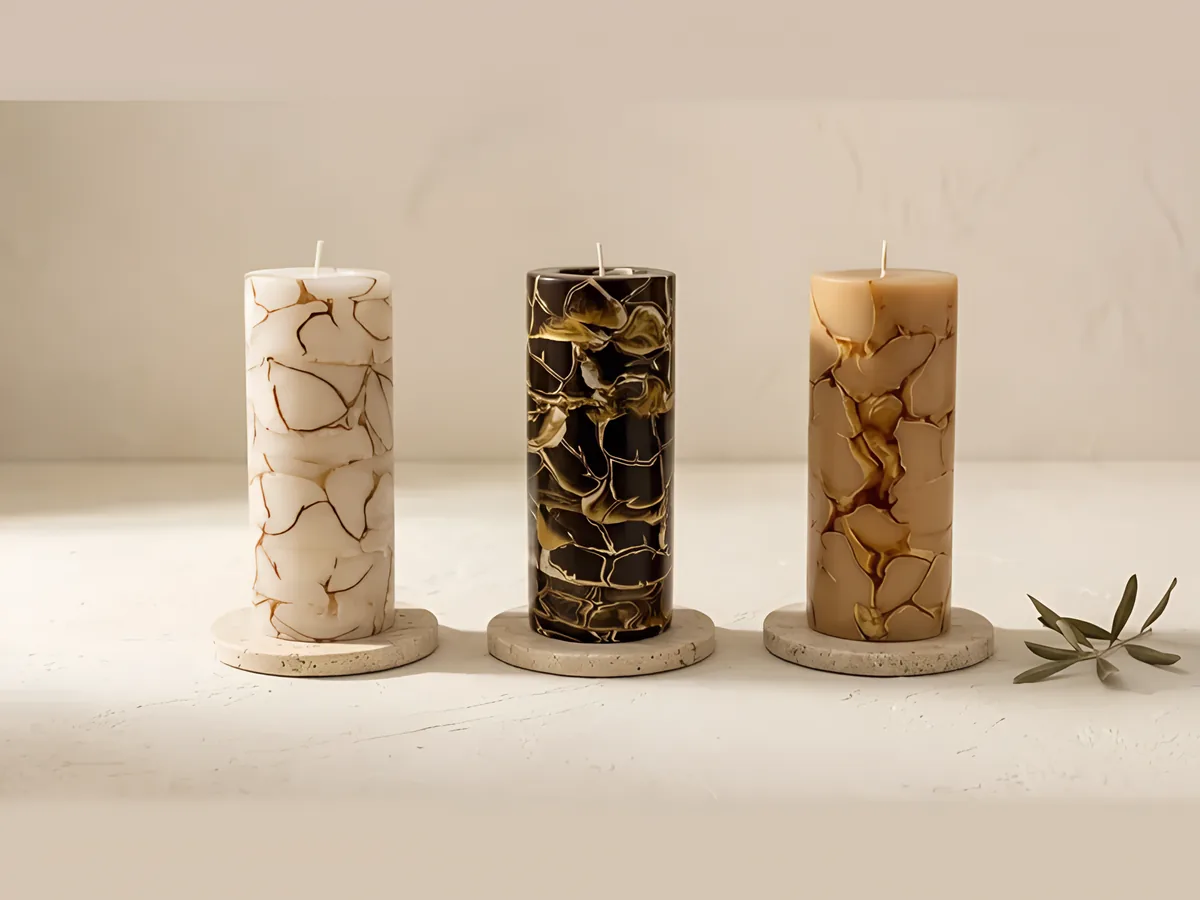 Vena: veined-marble pillar candles