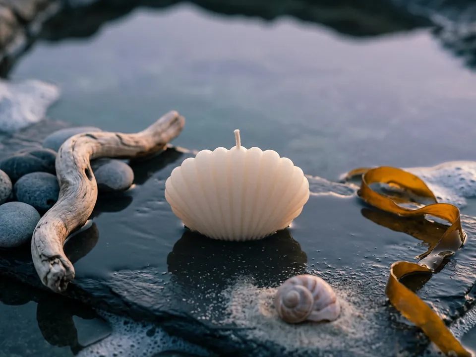 Venere: small seashell-shaped candle